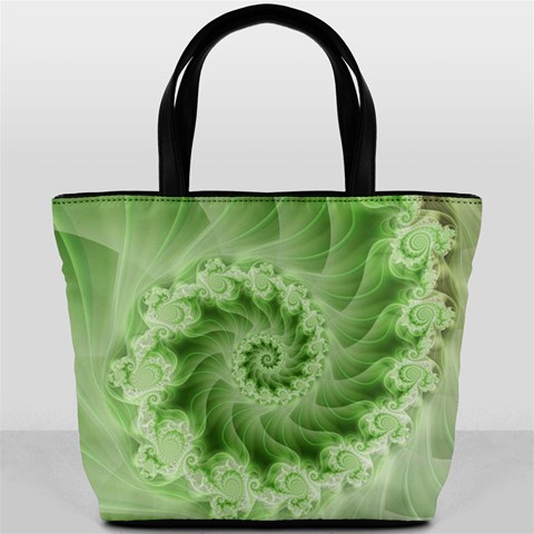 Fractal Lace Green Spiral Fractal Bucket Bag from ArtsNow.com Front