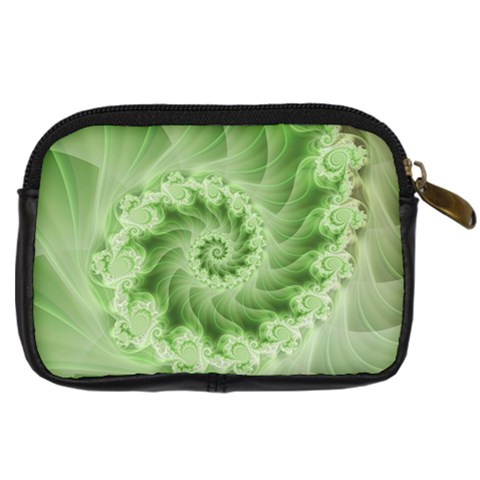 Fractal Lace Green Spiral Fractal Digital Camera Leather Case from ArtsNow.com Back