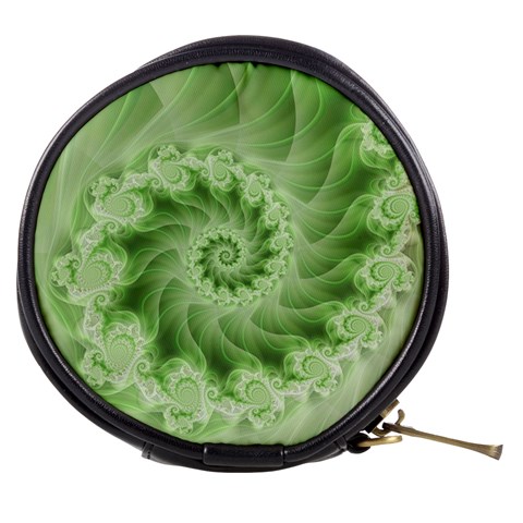 Fractal Lace Green Spiral Fractal Mini Makeup Bag from ArtsNow.com Front