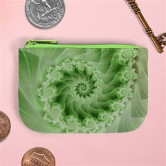 Fractal Lace Green Spiral Fractal Mini Coin Purse from ArtsNow.com Front