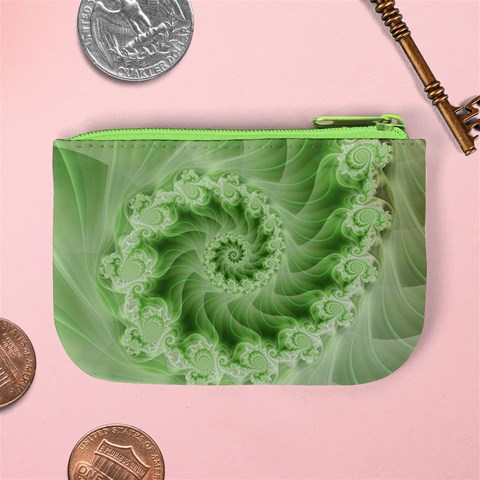 Fractal Lace Green Spiral Fractal Mini Coin Purse from ArtsNow.com Back