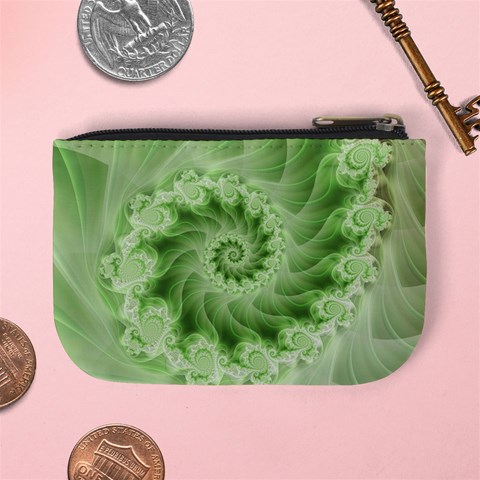 Fractal Lace Green Spiral Fractal Mini Coin Purse from ArtsNow.com Back