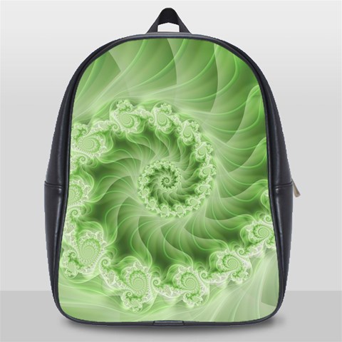 Fractal Lace Green Spiral Fractal School Bag (Large) from ArtsNow.com Front