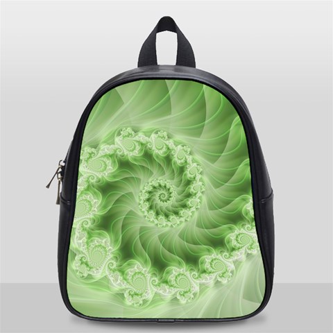 Fractal Lace Green Spiral Fractal School Bag (Small) from ArtsNow.com Front