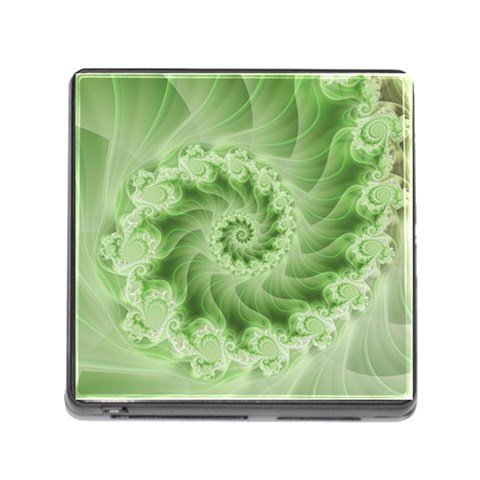 Fractal Lace Green Spiral Fractal Memory Card Reader (Square) from ArtsNow.com Front