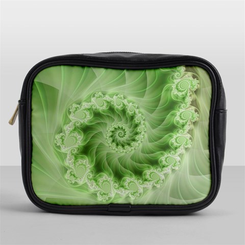 Fractal Lace Green Spiral Fractal Mini Toiletries Bag (One Side) from ArtsNow.com Front