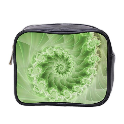 Fractal Lace Green Spiral Fractal Mini Toiletries Bag (Two Sides) from ArtsNow.com Front