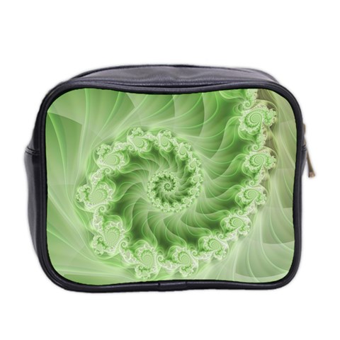 Fractal Lace Green Spiral Fractal Mini Toiletries Bag (Two Sides) from ArtsNow.com Back