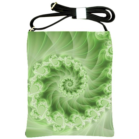 Fractal Lace Green Spiral Fractal Shoulder Sling Bag from ArtsNow.com Front