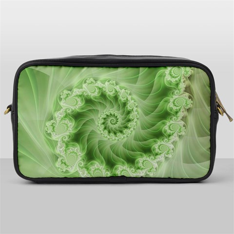 Fractal Lace Green Spiral Fractal Toiletries Bag (One Side) from ArtsNow.com Front