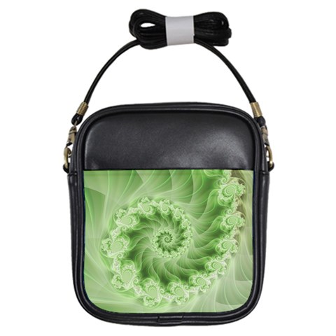 Fractal Lace Green Spiral Fractal Girls Sling Bag from ArtsNow.com Front