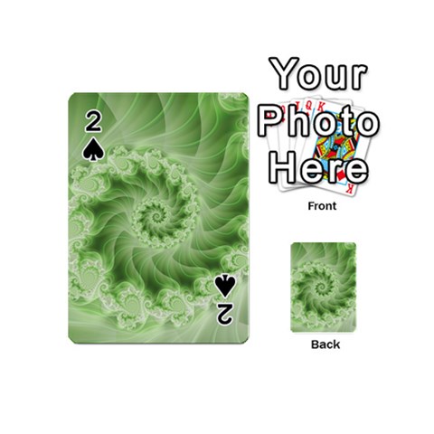 Fractal Lace Green Spiral Fractal Playing Cards 54 (Mini) from ArtsNow.com Front - Spade2