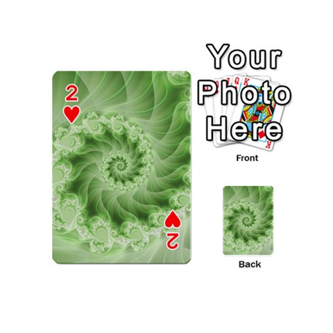 Fractal Lace Green Spiral Fractal Playing Cards 54 (Mini) from ArtsNow.com Front - Heart2