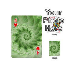 Fractal Lace Green Spiral Fractal Playing Cards 54 (Mini) from ArtsNow.com Front - Heart4