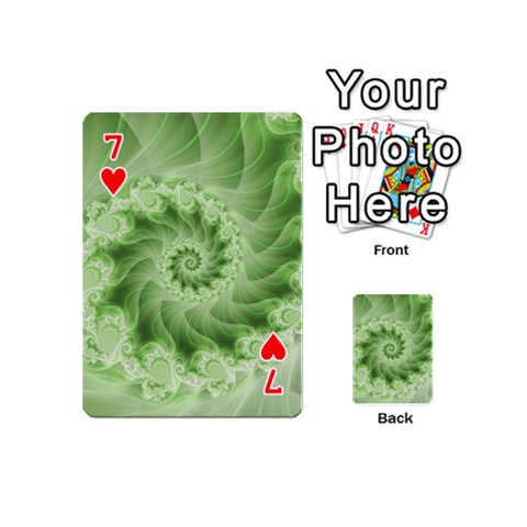 Fractal Lace Green Spiral Fractal Playing Cards 54 (Mini) from ArtsNow.com Front - Heart7