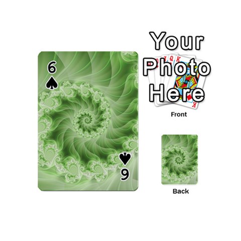 Fractal Lace Green Spiral Fractal Playing Cards 54 (Mini) from ArtsNow.com Front - Spade6