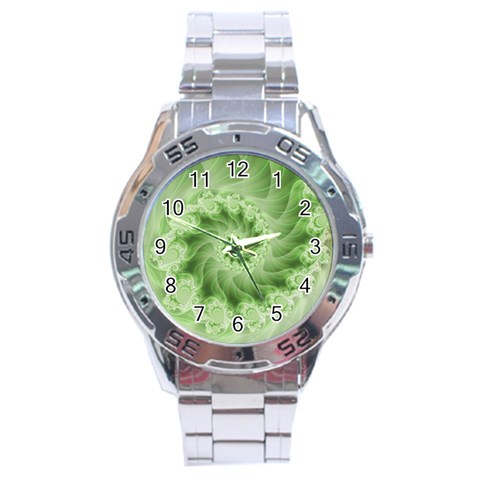 Fractal Lace Green Spiral Fractal Stainless Steel Analogue Watch from ArtsNow.com Front