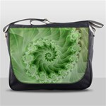 Fractal Lace Green Spiral Fractal Messenger Bag