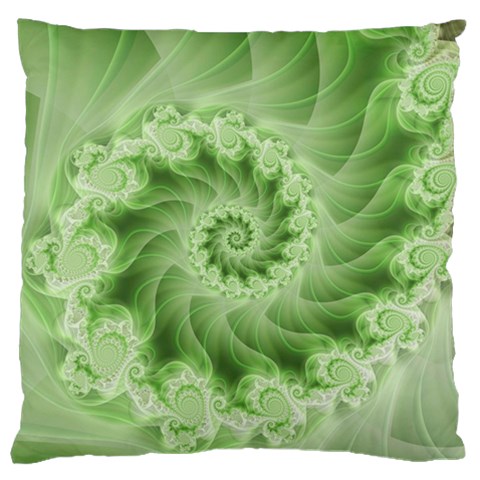 Fractal Lace Green Spiral Fractal Large Cushion Case (One Side) from ArtsNow.com Front