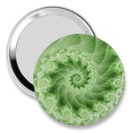 Fractal Lace Green Spiral Fractal 3  Handbag Mirror