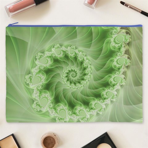 Fractal Lace Green Spiral Fractal Cosmetic Bag (XXXL) from ArtsNow.com Front