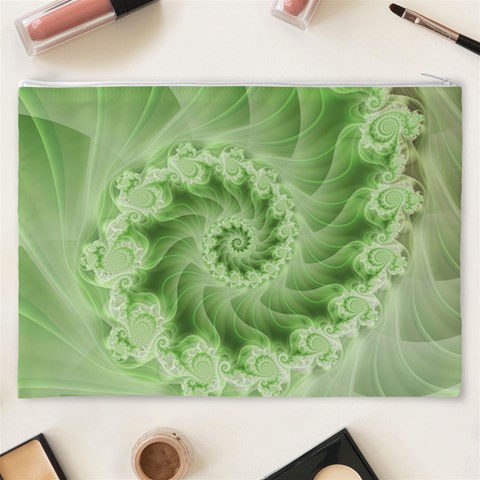 Fractal Lace Green Spiral Fractal Cosmetic Bag (XXXL) from ArtsNow.com Back