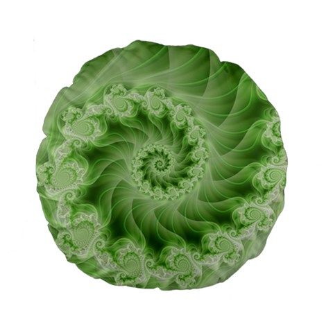 Fractal Lace Green Spiral Fractal Standard 15  Premium Round Cushion  from ArtsNow.com Front