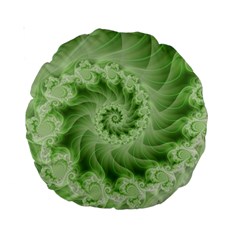 Fractal Lace Green Spiral Fractal Standard 15  Premium Round Cushion  from ArtsNow.com Back