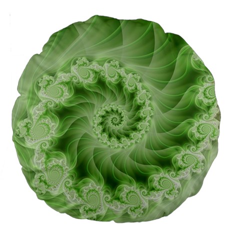 Fractal Lace Green Spiral Fractal Large 18  Premium Round Cushion  from ArtsNow.com Front