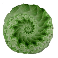 Fractal Lace Green Spiral Fractal Large 18  Premium Round Cushion  from ArtsNow.com Front