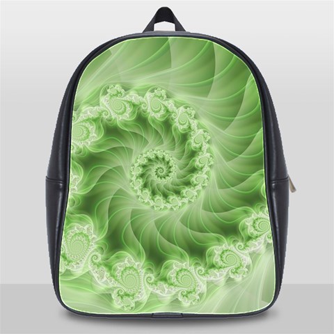 Fractal Lace Green Spiral Fractal School Bag (XL) from ArtsNow.com Front