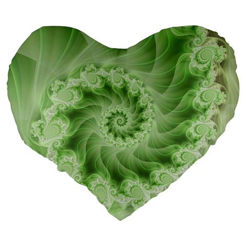 Fractal Lace Green Spiral Fractal Large 19  Premium Heart Shape Cushion from ArtsNow.com Back