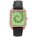 Fractal Lace Green Spiral Fractal Rose Gold Leather Watch 