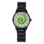 Fractal Lace Green Spiral Fractal Stainless Steel Round Watch