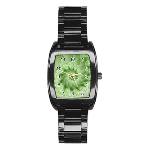 Fractal Lace Green Spiral Fractal Stainless Steel Barrel Watch from ArtsNow.com Front