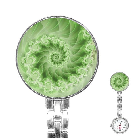 Fractal Lace Green Spiral Fractal Stainless Steel Nurses Watch from ArtsNow.com Front