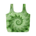 Fractal Lace Green Spiral Fractal Full Print Recycle Bag (M)