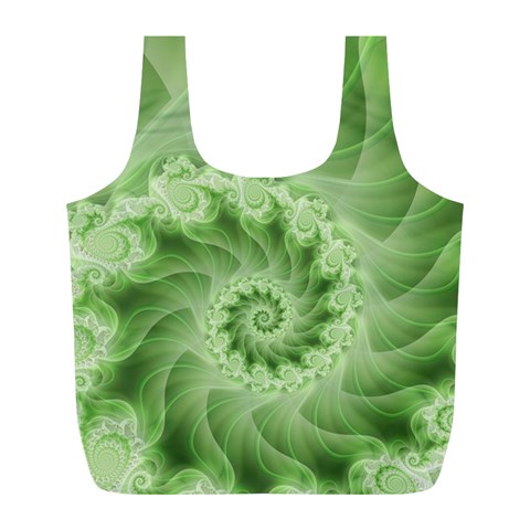 Fractal Lace Green Spiral Fractal Full Print Recycle Bag (L) from ArtsNow.com Front