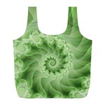 Fractal Lace Green Spiral Fractal Full Print Recycle Bag (L)