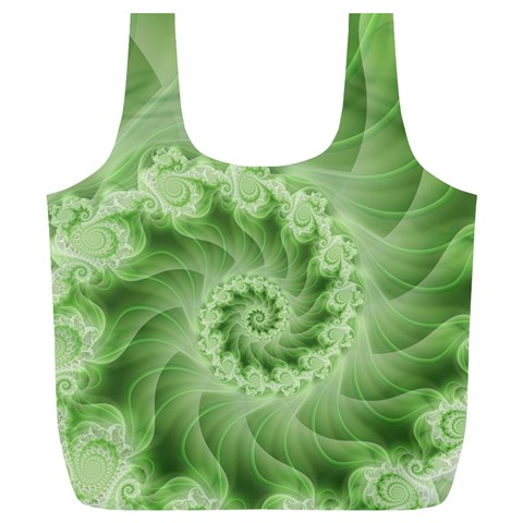 Fractal Lace Green Spiral Fractal Full Print Recycle Bag (XL) from ArtsNow.com Front