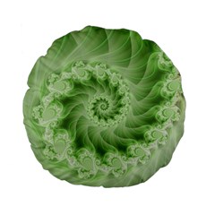 Fractal Lace Green Spiral Fractal Standard 15  Premium Flano Round Cushion  from ArtsNow.com Front