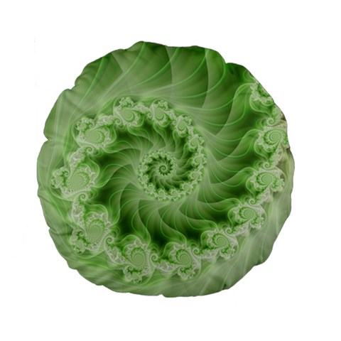 Fractal Lace Green Spiral Fractal Standard 15  Premium Flano Round Cushion  from ArtsNow.com Back