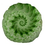 Fractal Lace Green Spiral Fractal Large 18  Premium Flano Round Cushion 