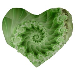 Fractal Lace Green Spiral Fractal Large 19  Premium Flano Heart Shape Cushion from ArtsNow.com Back