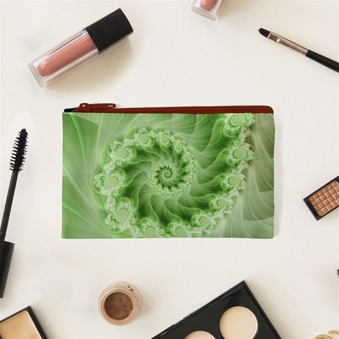 Fractal Lace Green Spiral Fractal Cosmetic Bag (XS) from ArtsNow.com Front