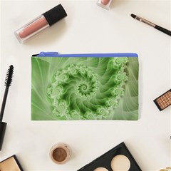 Fractal Lace Green Spiral Fractal Cosmetic Bag (XS) from ArtsNow.com Front