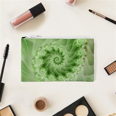 Fractal Lace Green Spiral Fractal Cosmetic Bag (XS) from ArtsNow.com Front