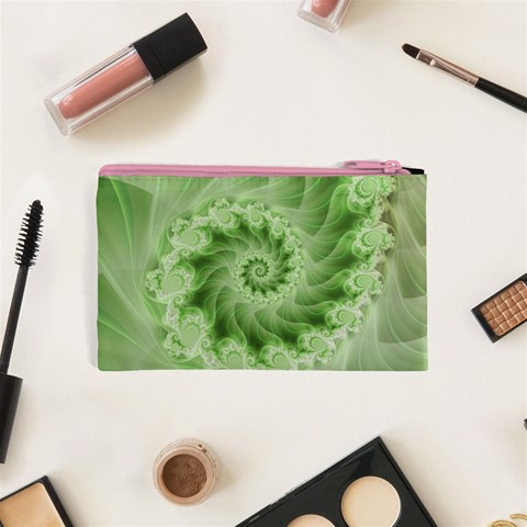 Fractal Lace Green Spiral Fractal Cosmetic Bag (XS) from ArtsNow.com Back