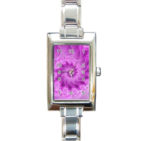 Silky Pink Spiral Fractal  Rectangle Italian Charm Watch from ArtsNow.com Front