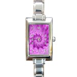 Silky Pink Spiral Fractal  Rectangle Italian Charm Watch